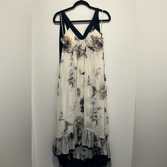 Ryu Floral Hi-Low Ruffle Hem Dress Women Medium NWT Sleeveless - Picture 1 of 9